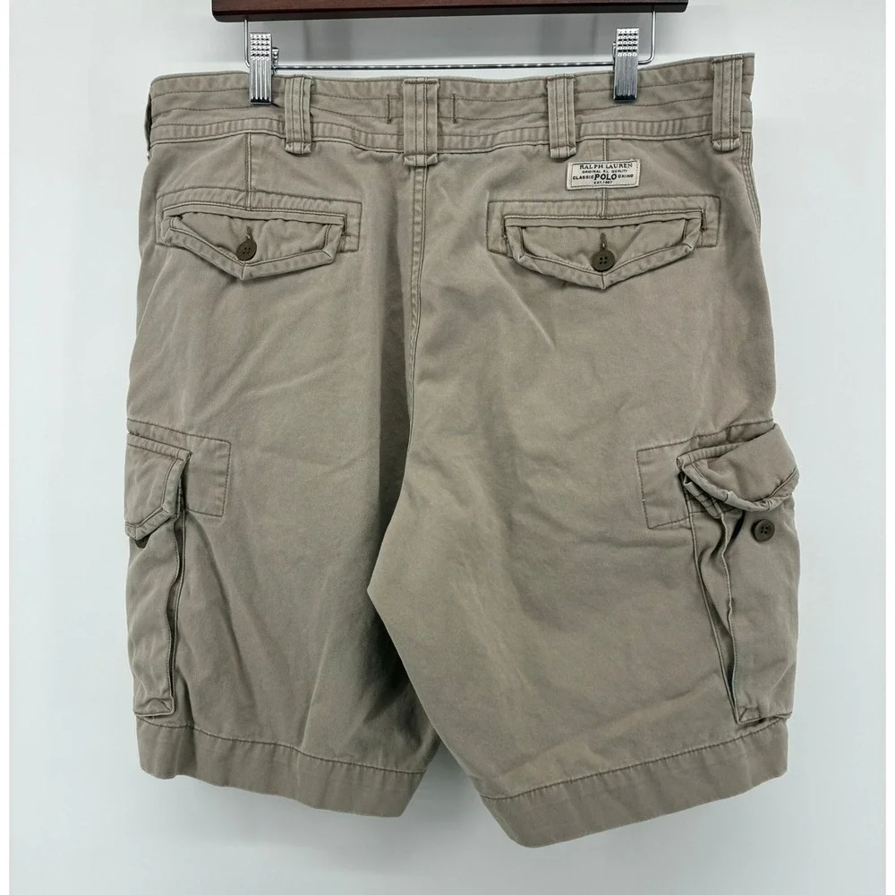 Polo Ralph Lauren Classic Polo Chino Cargo Shorts Mens 36 Khaki Tan Cotton Twill